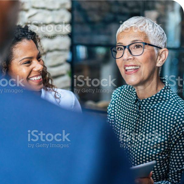 Elderly employee on meeting
